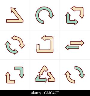 Icons Style Simple, flat design recycle symbols in black isolat Stock Vector