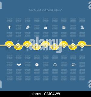 Timeline Infographic template nine positions Stock Vector