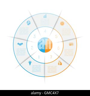 Ring from colored lines infographic, can be used for workflow layout, diagram, web design, seven number options, steps Stock Vector