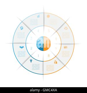 Ring from colored lines infographic, can be used for workflow layout, diagram, web design, eight number options, steps Stock Vector
