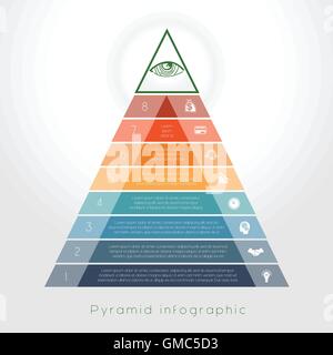 Template Infographic business process colorful pyramid for eight text area Stock Vector
