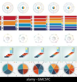 Vectors 25 Templates for Infographics with text area on 3,4,5,6,7 position possible to use for work flow, banner, diagram, web d Stock Vector