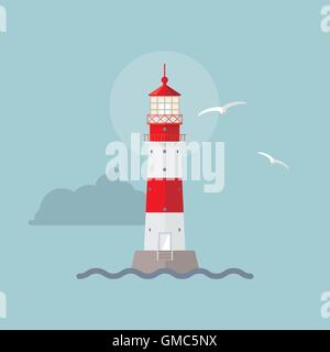 Vector illustration of illuminated lighthouse Stock Vector