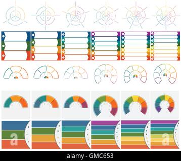 Numbered 30 Templates for Infographics with text area on three, four, five, six, seven and eight position Stock Vector