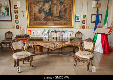 The Municipio, Town Hall, Mayor’s office, featured in Inspector Montalbano TV series, Scicli, Sicily, Italy Stock Photo