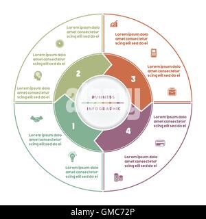 Infographic numbered four position Area chart ring chart pie chart Stock Vector