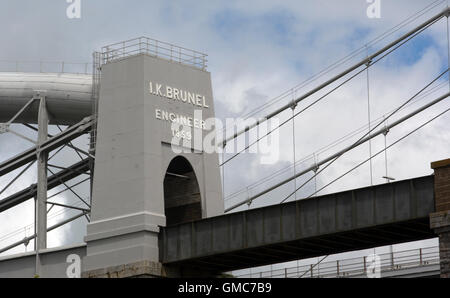 DEVONSHIRE; SALTASH;  SECTION BRUNEL'S ROYAL ALBERT RAIL BRIDGE  OVER RIVER TAMAR WITH 'I K BRUNEL' DISPLAYED Stock Photo