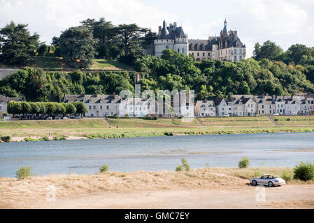 Chaumont Sur Loire France  The riverside town and Chateau Chamont which overlooks the River Loire Stock Photo