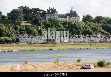 Chaumont Sur Loire France  The riverside town and Chateau Chamont which overlooks the River Loire Stock Photo