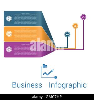 Template Infographic Lines Strips Perspective three position. Stock Vector