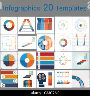Infographics 20 Templates, text area on  four position , Can be used for workflow process, business banner, diagram Stock Vector