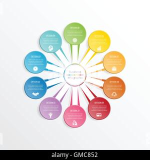Infographic design template business concept for ten position, steps and text area. Stock Vector