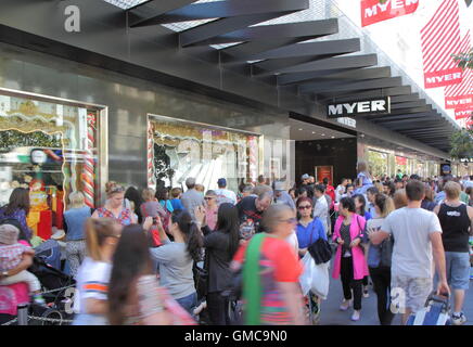 People shop for X'mas on Burke Street in Melbourne Australia. Stock Photo
