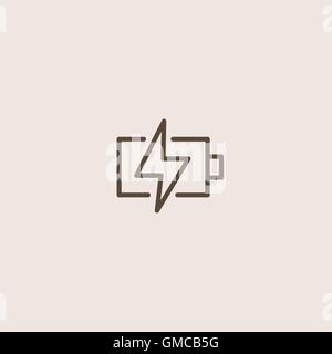 Battery charging icon of brown outline for webpage Stock Vector
