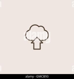 file upload icon of brown and thin outline Stock Vector