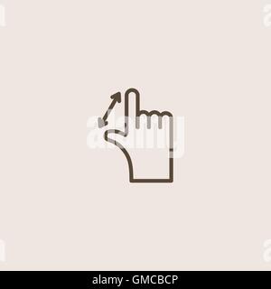 Zoom in icon of brown outline for webpage Stock Vector
