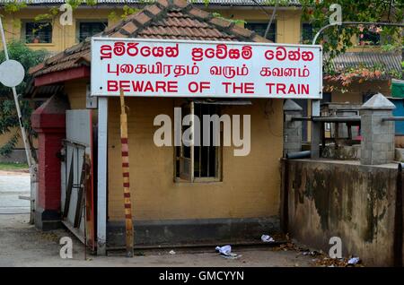 Car park entrance with heritage Englaish and Sinhala sign National Railway Museum Colombo Sri Lanka Stock Photo