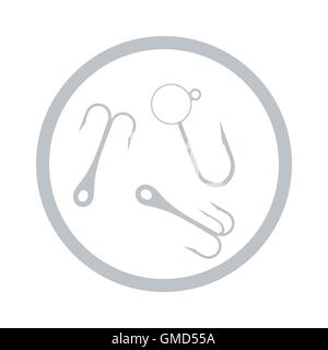 Stylized icon of a colored hooks for catching fish in the circle on a white background Stock Vector