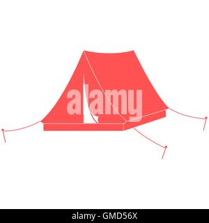 Stylized icon of a colored tourist tent on a white background Stock Vector