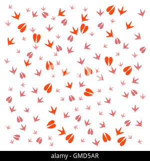 Nice picture of  traces of birds and animals on a white background Stock Vector