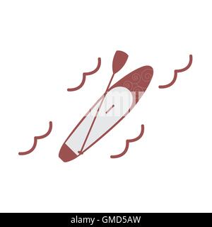 Stylized icon of a colored stand up paddling on a white background Stock Vector