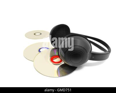 Music CD and Headphone Stock Photo