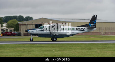 Cessna 208B Grand Caravan starts its take off roll on the runway at RAF Fairford during the 2016 Royal International Air Tattoo Stock Photo