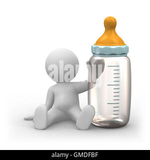 Boy with feeder Stock Photo