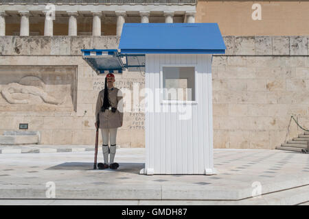 Athens, Greece - August 06 2016: A presidential guard at Greek Parliament square. Stock Photo