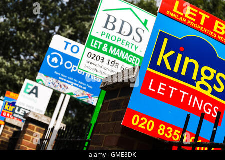 estate agents signs. Houses to let signs London England UK Stock Photo