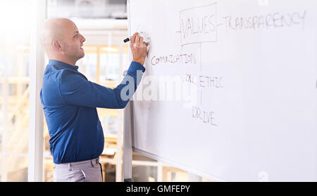 young man giving presentation about values people should admire Stock Photo
