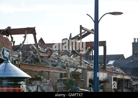The burnt out retail units and bowling alley in Great Yarmouth following fire on the 5th August 2016.