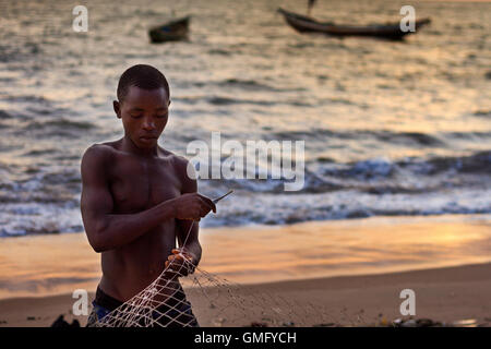 Yongoro, Sierra Leone - June 05, 2013: West Africa, the beaches of Yongoro in front of Freetown Stock Photo