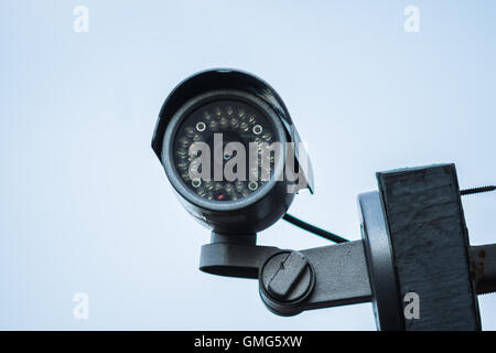 Closed circuit on sky for security around place Stock Photo