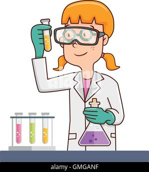Female Scientist in Lab Coat Stock Vector