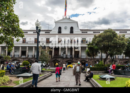 Palacio de Carondelet, the Presidential palace, by the Independence Square in old city Quito, Ecuador. Stock Photo