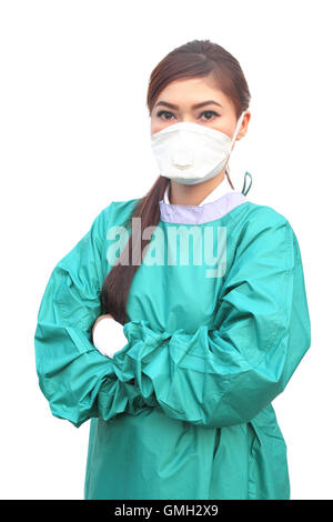 female doctor wearing a green scrubs and stethoscope Stock Photo - Alamy