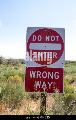 Do not enter wrong way sign Stock Photo