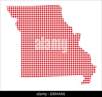 Red Dot Map of Missouri Stock Vector