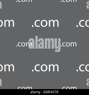 Domain COM sign icon. Top-level internet domain symbol. Seamless pattern on a gray background. Vector Stock Vector