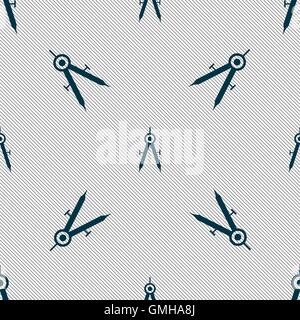 Mathematical Compass sign icon. Seamless pattern with geometric texture. Vector Stock Vector