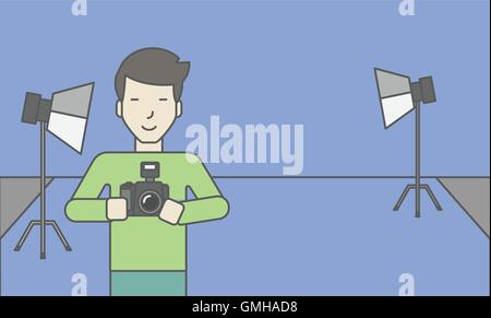 Photographer in studio. Stock Vector