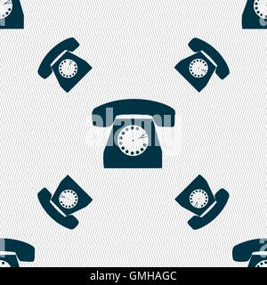 Retro telephone icon symbol. Seamless pattern with geometric texture. Vector Stock Vector