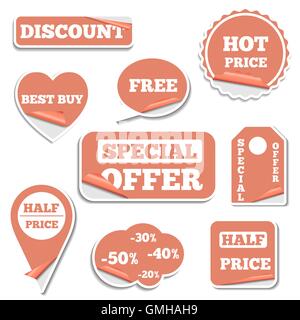 Set of bright labels, vector illustration. Stock Vector