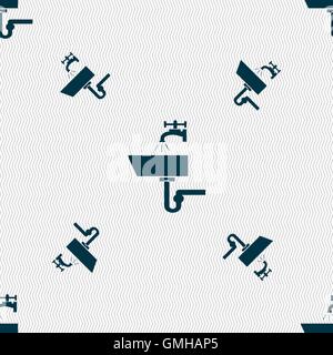 Washbasin icon sign. Seamless pattern with geometric texture. Vector Stock Vector