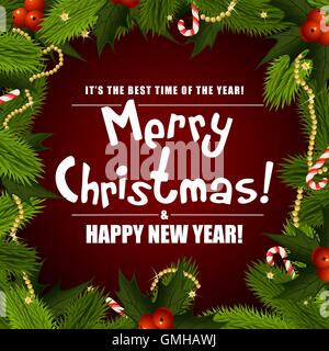 Christmas background with fir twigs Stock Vector