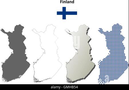 Finland outline map set Stock Vector