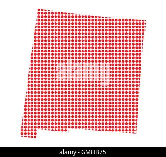 Red Dot Map of New Mexico Stock Vector