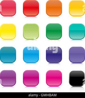 Set of multicolored square buttons, vector illustration. Stock Vector