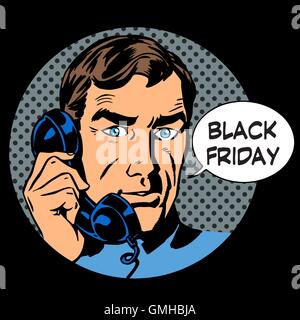 Black Friday support by phone Stock Vector